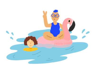 Illustration of people taking a bath