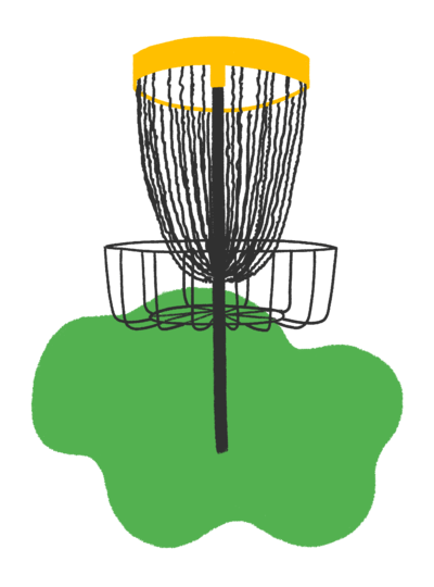 Illustration of disc golf