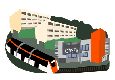 En grafisk illustrasjon av Fyllingsdalen nabolag i Bergen.