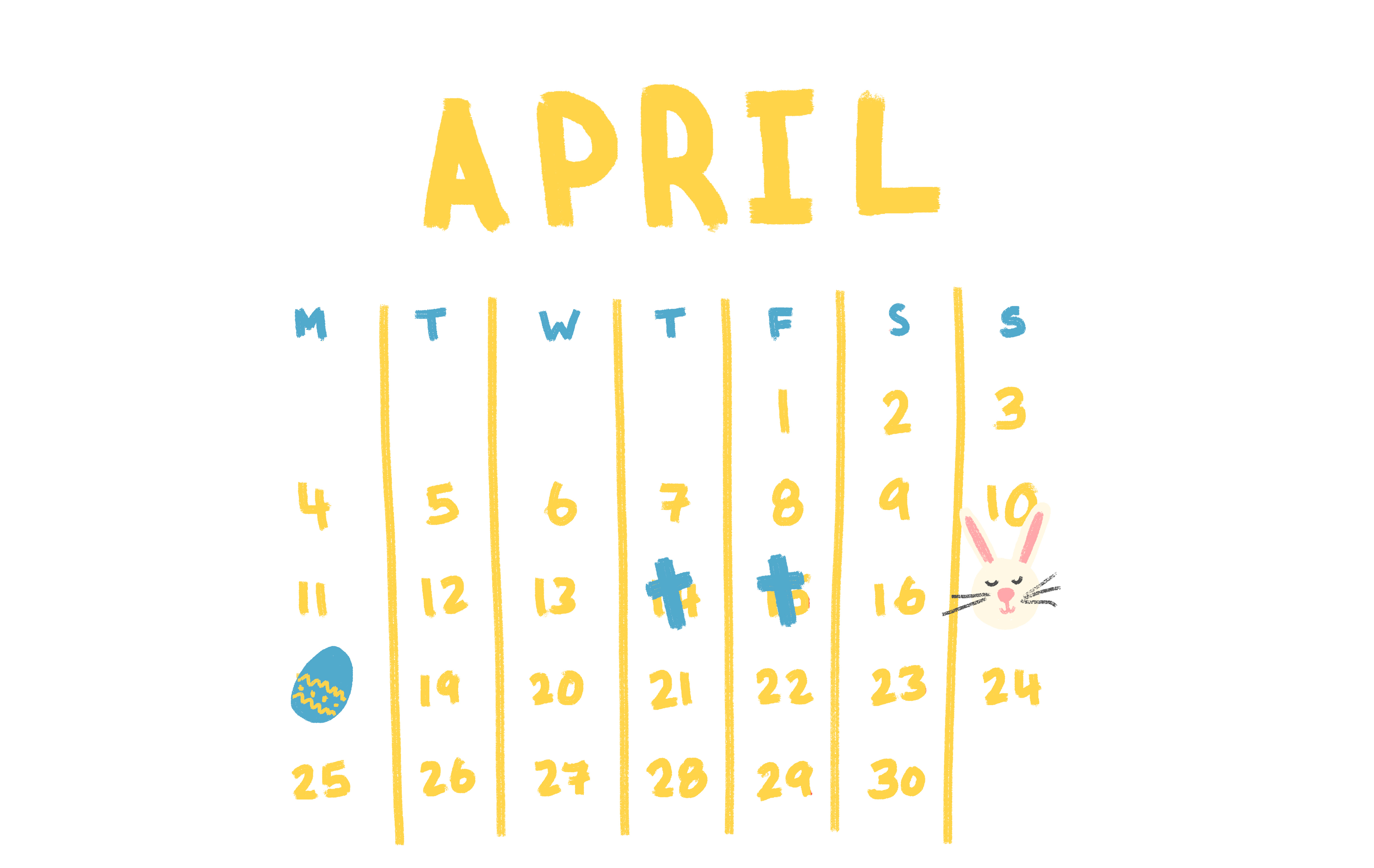 Illustration of an april calendar