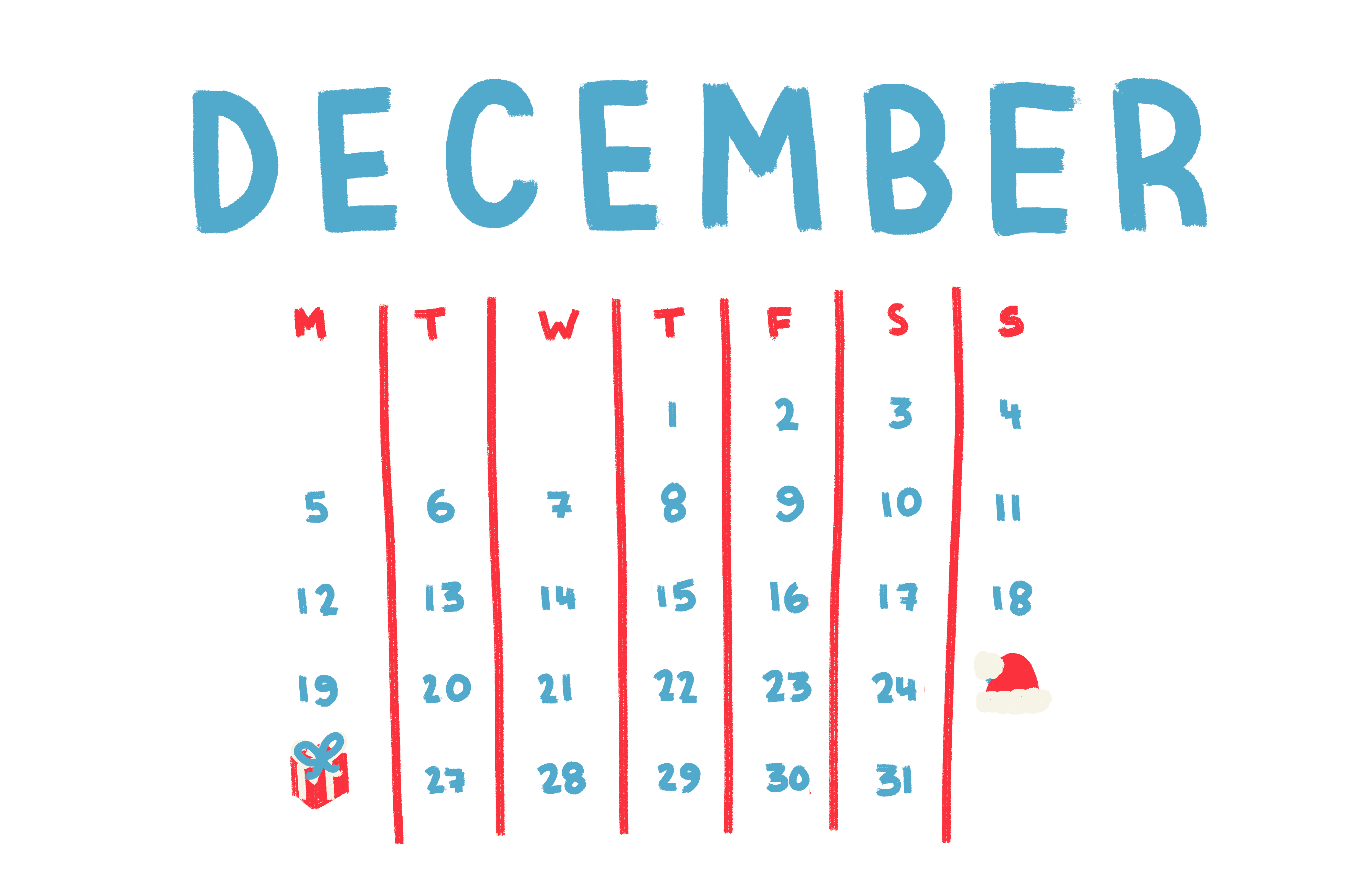 Illustration of a December calendar