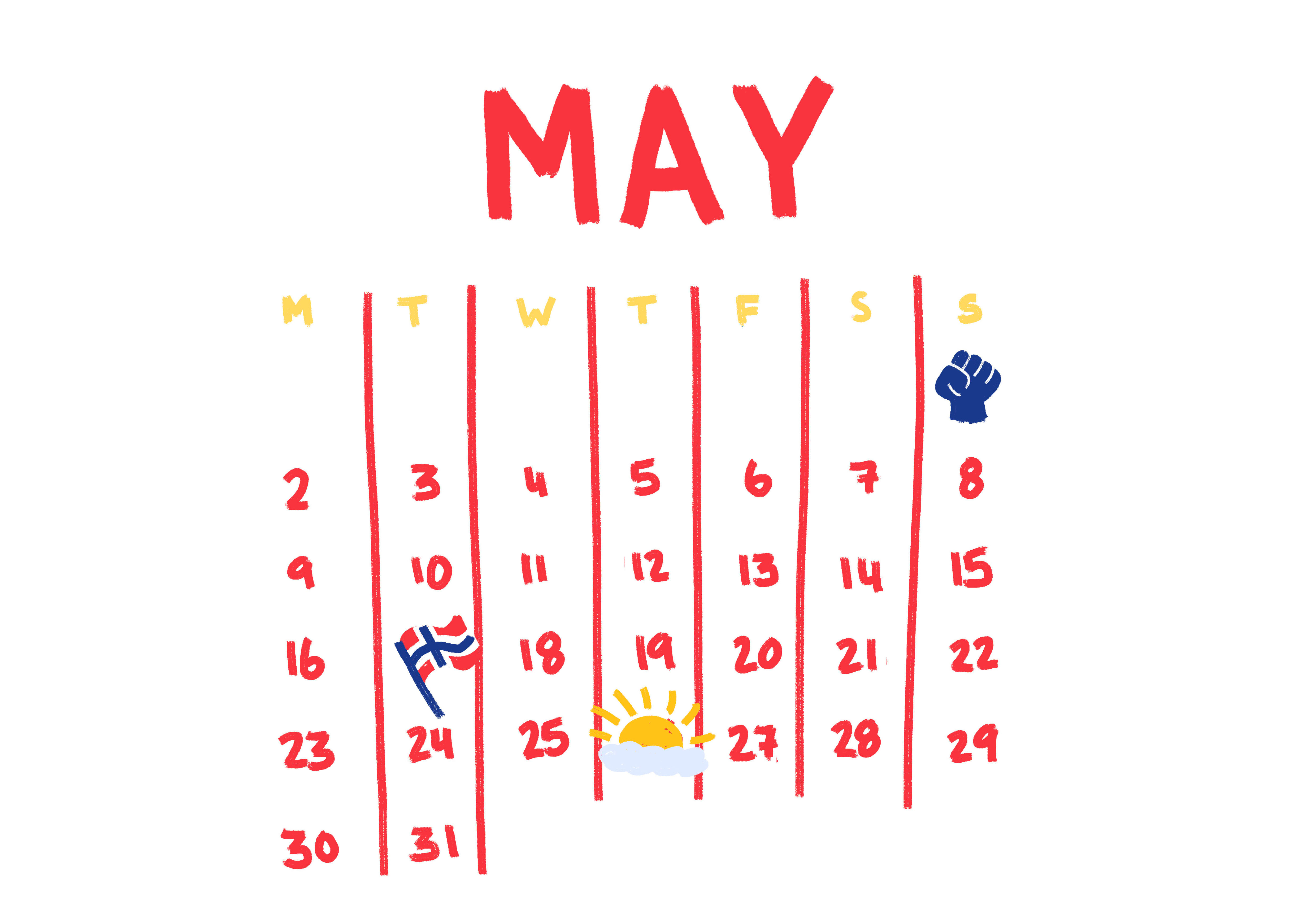 Illustration of a may calendar
