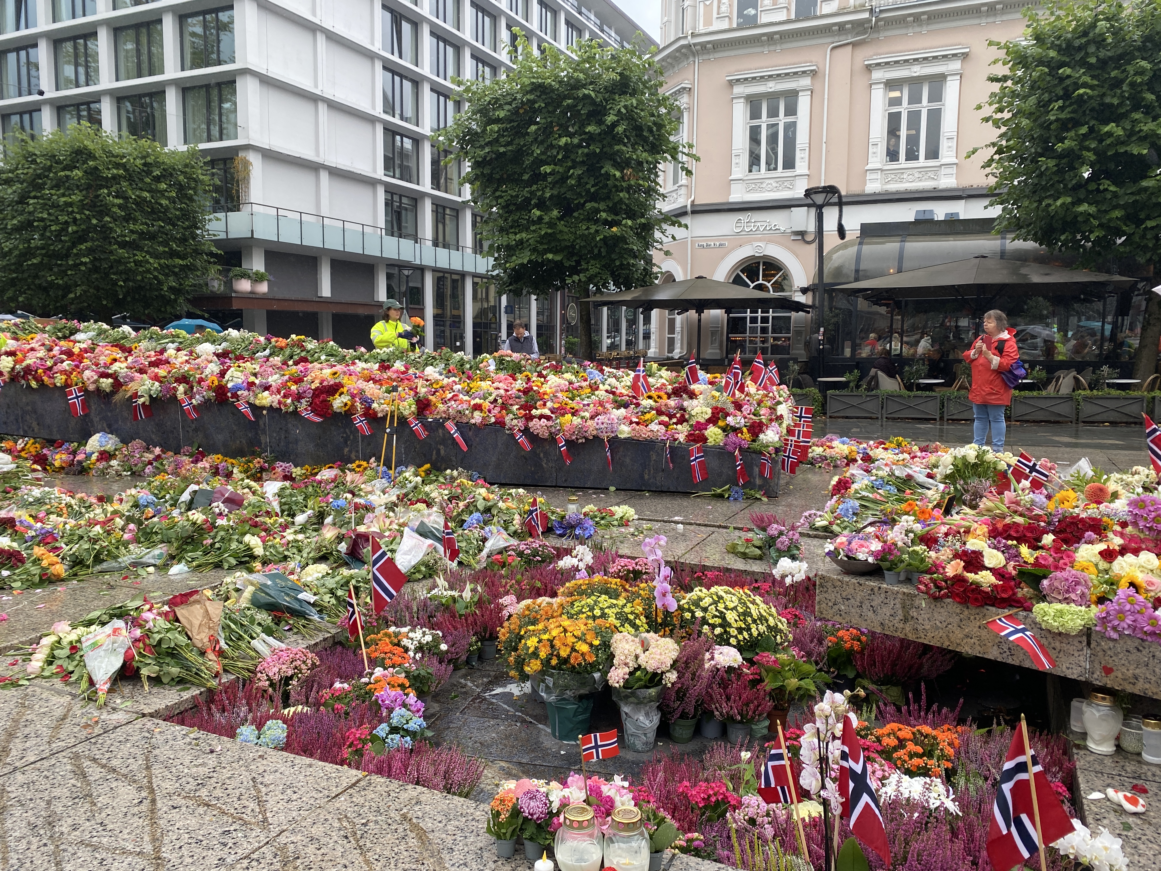 Flowers on the blue stone in Bergen