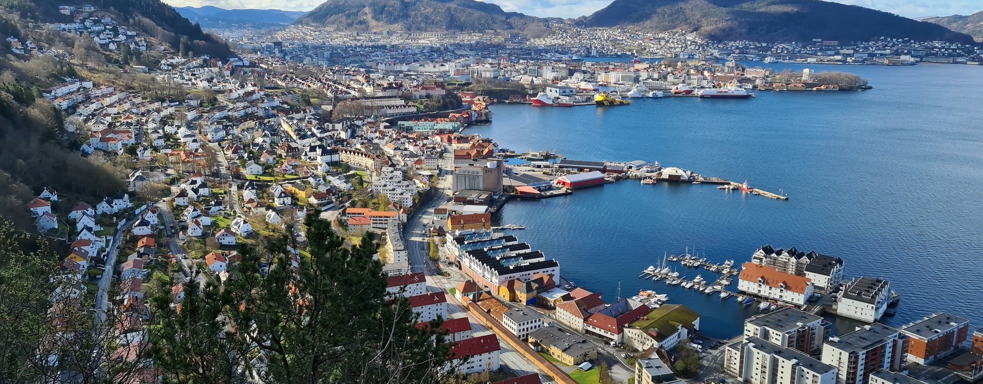 Foto: Utdanning i Bergen Utsikt mot Sandviken og sentrum fra permisjonsstien. Foto
