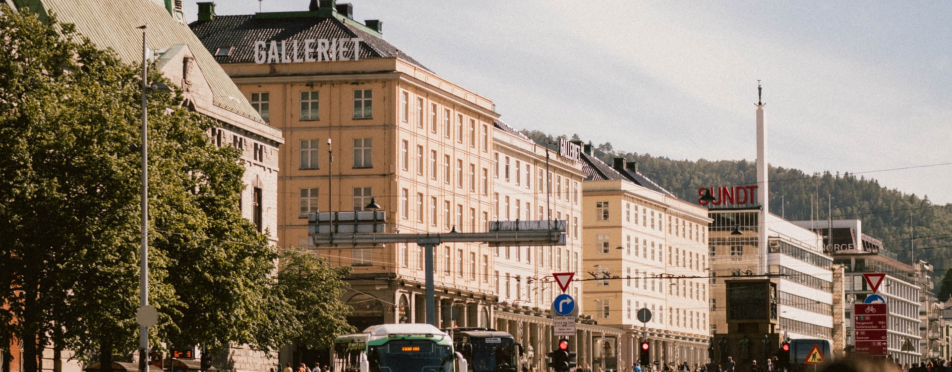 Bergen sentrum på sommeren. 