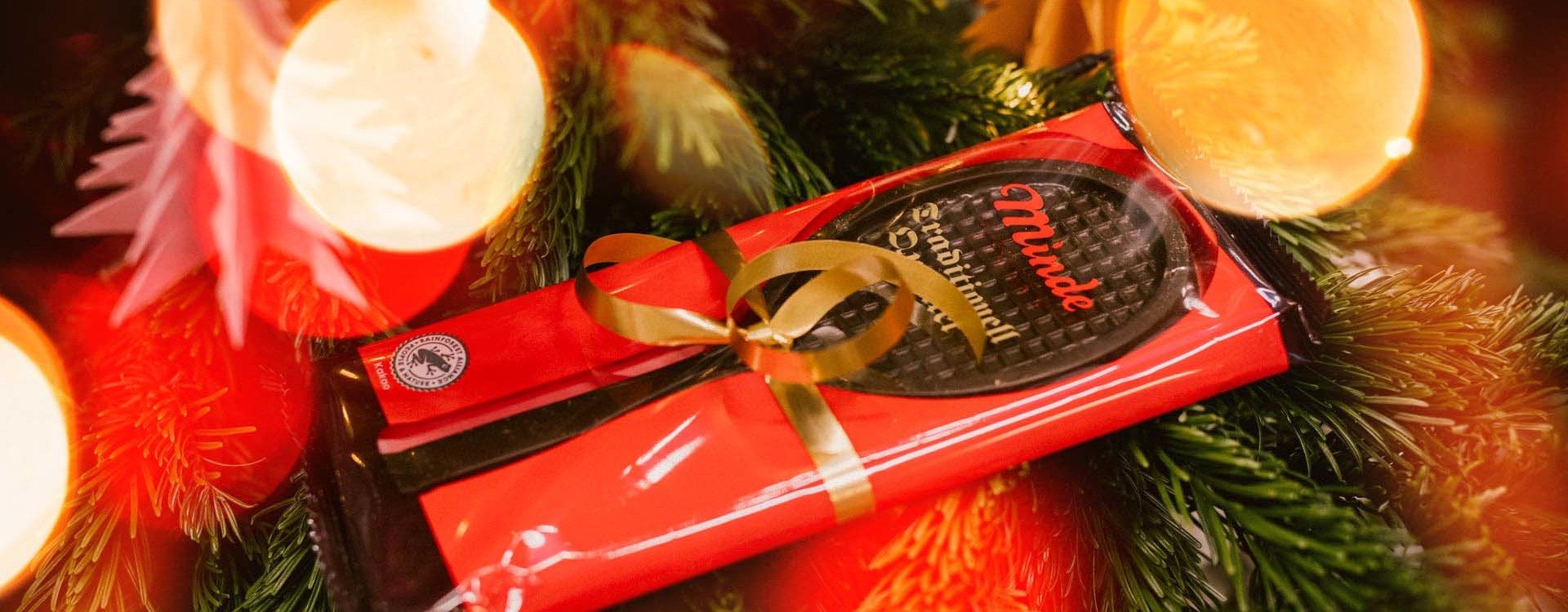 A traditional gift wraped chocolate tennis racket