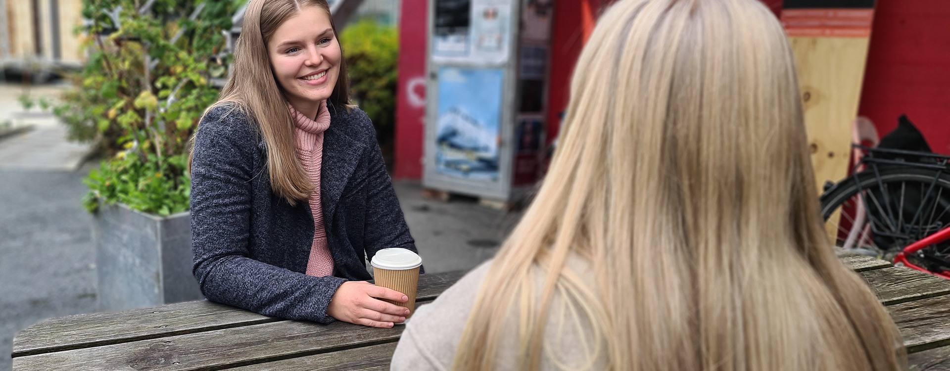 Two students at Kaffebrenneriet. Photo