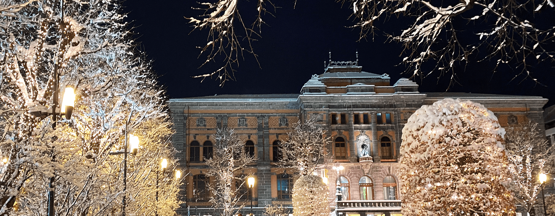 Snow in Byparken in Bergen.