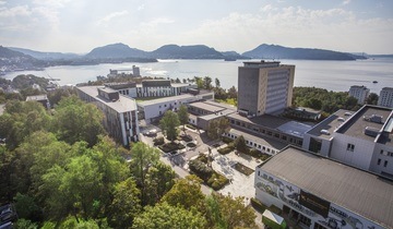 Aerial photo of the NHH campus.