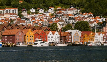 Bryggen in Bergen on a sunny summer day.
