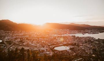 View from Mount Fløyen. Sunset. Photo.