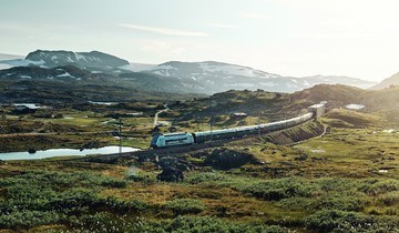 The Bergen line train crossing the mountain. Photo
